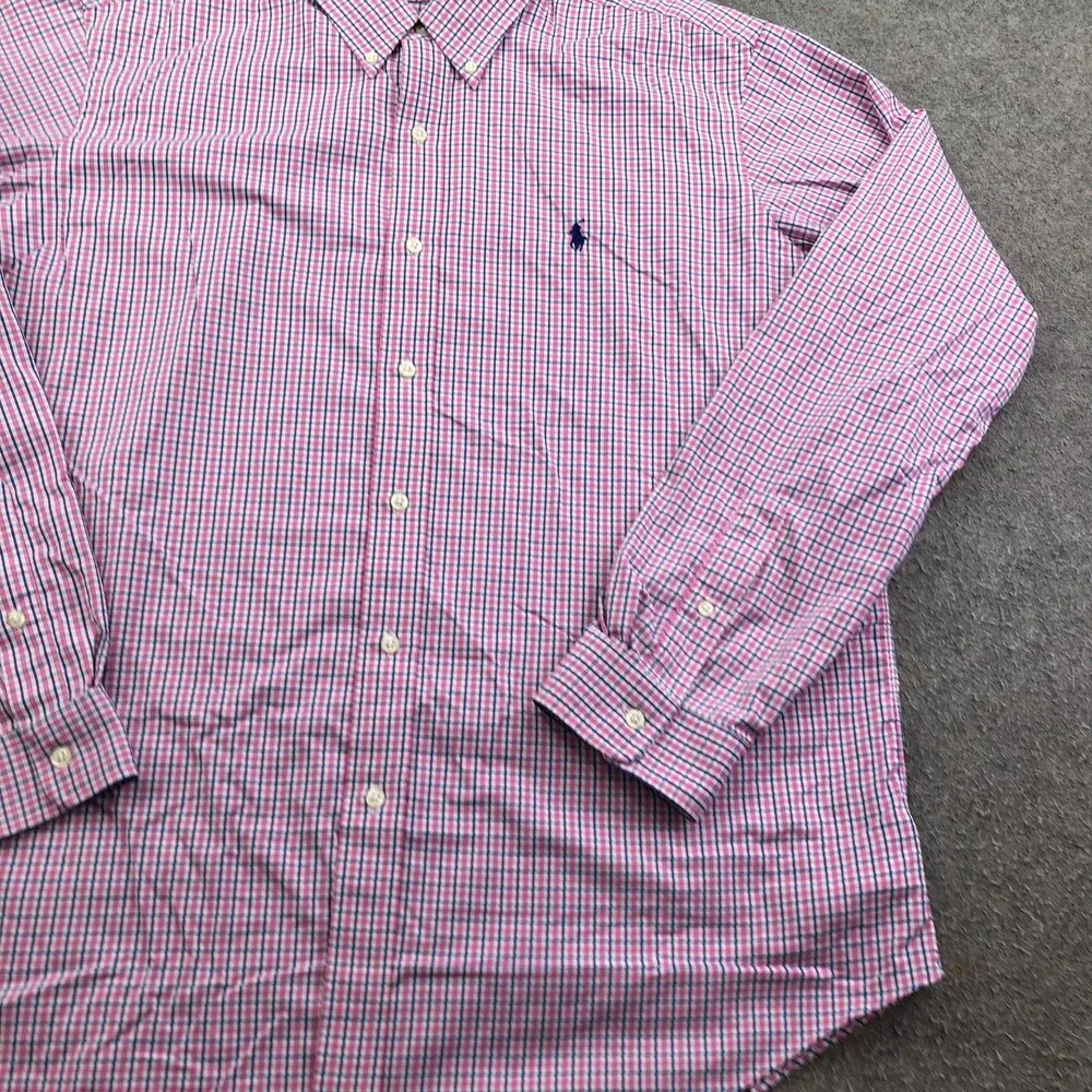 Ralph Lauren Shirt Mens XL Pink Check Long Sleeve Button Down Classic Fit Casual